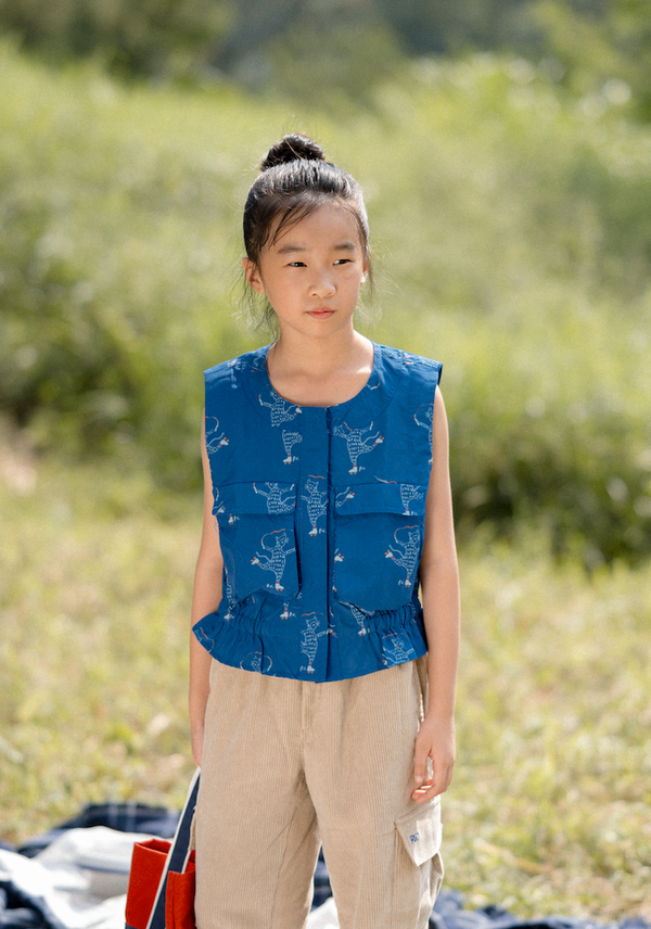 Doodleville Top for Girls in Bleu