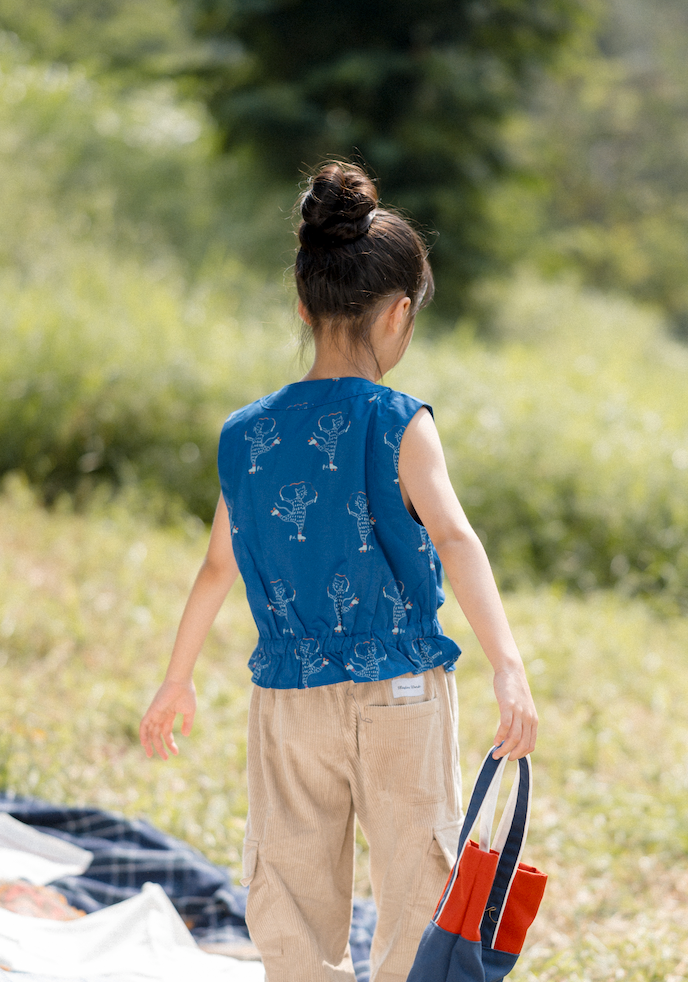 Doodleville Top for Girls in Bleu