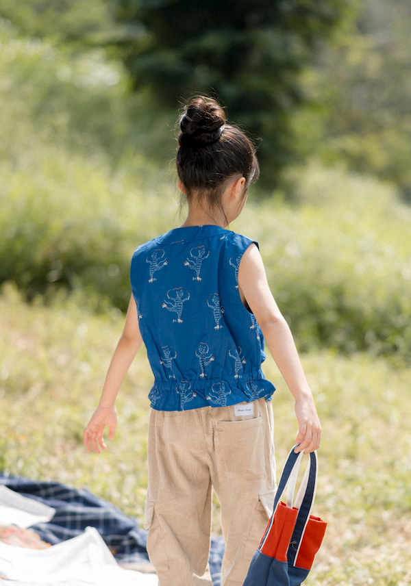 Doodleville Top for Girls in Bleu