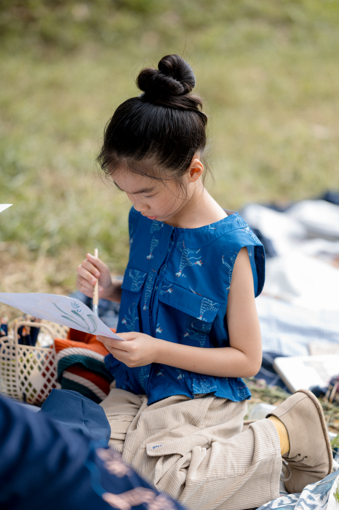 Doodleville Top for Girls in Bleu