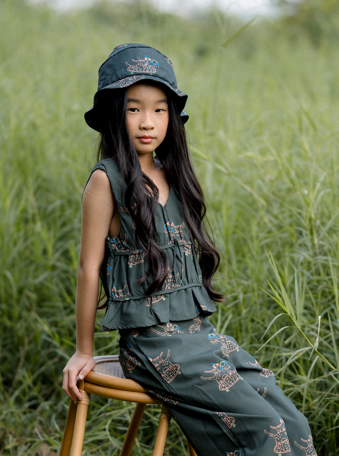 Doodleville Little Bucket Hat in Green