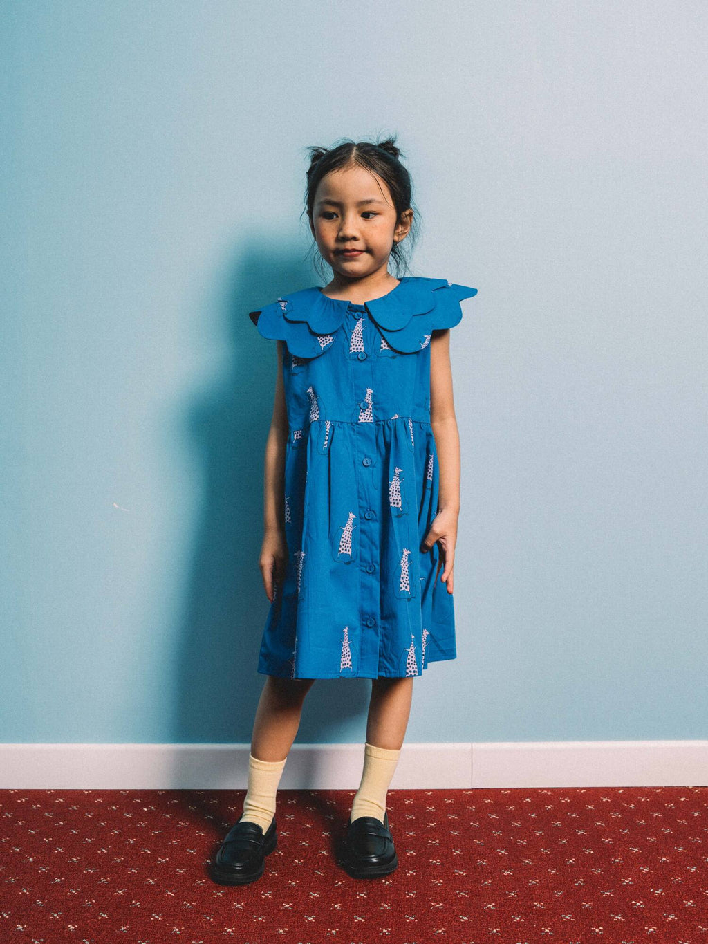 Playtime Wonder Double Collared Dress Electric Blue Longbounch