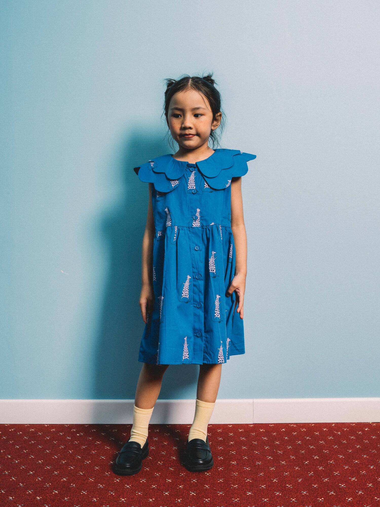 Playtime Wonder Double Collared Dress Electric Blue Longbounch