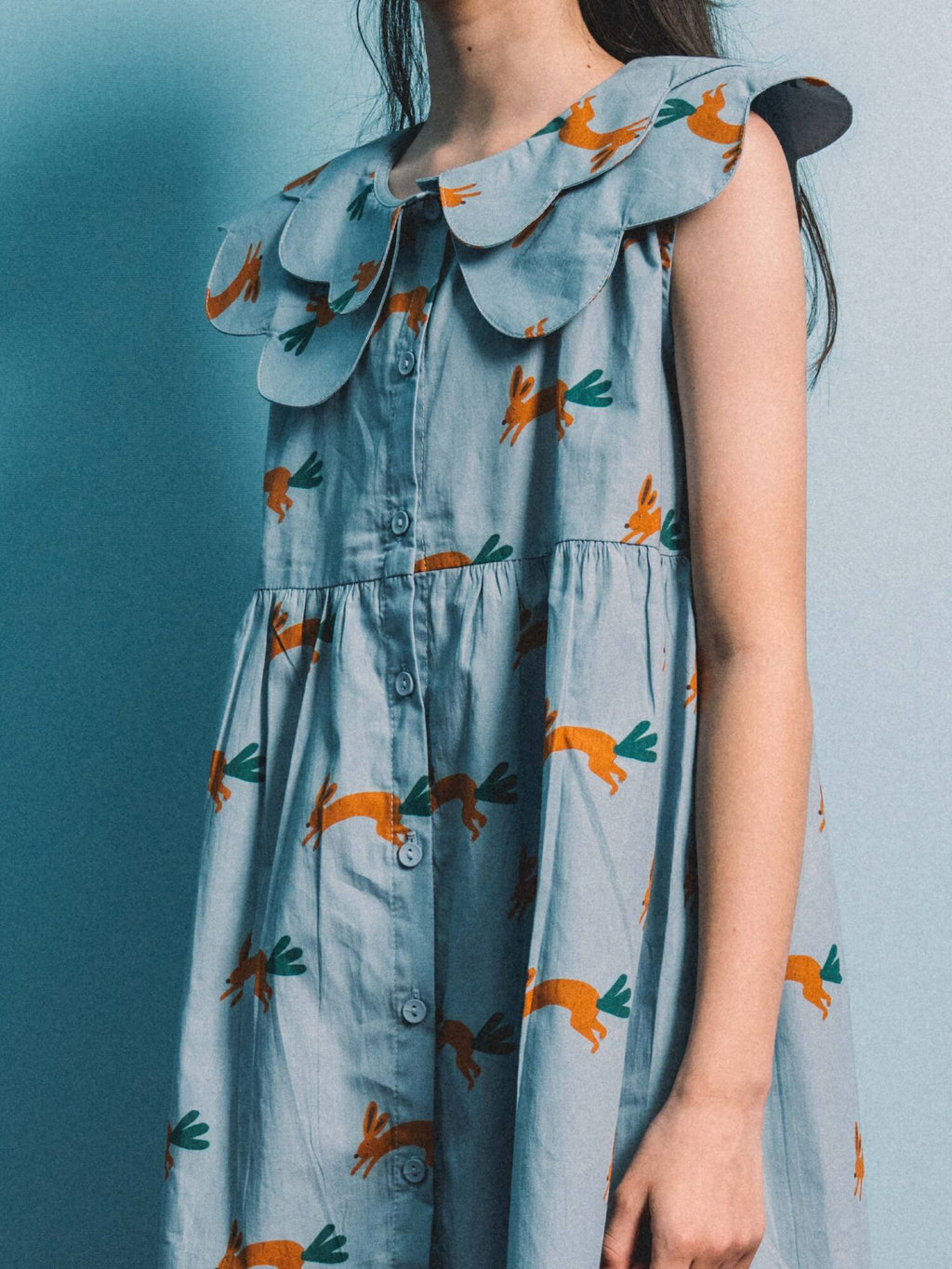 Playtime Wonder Double Collared Dress Sea Foam Blue Bun-chop