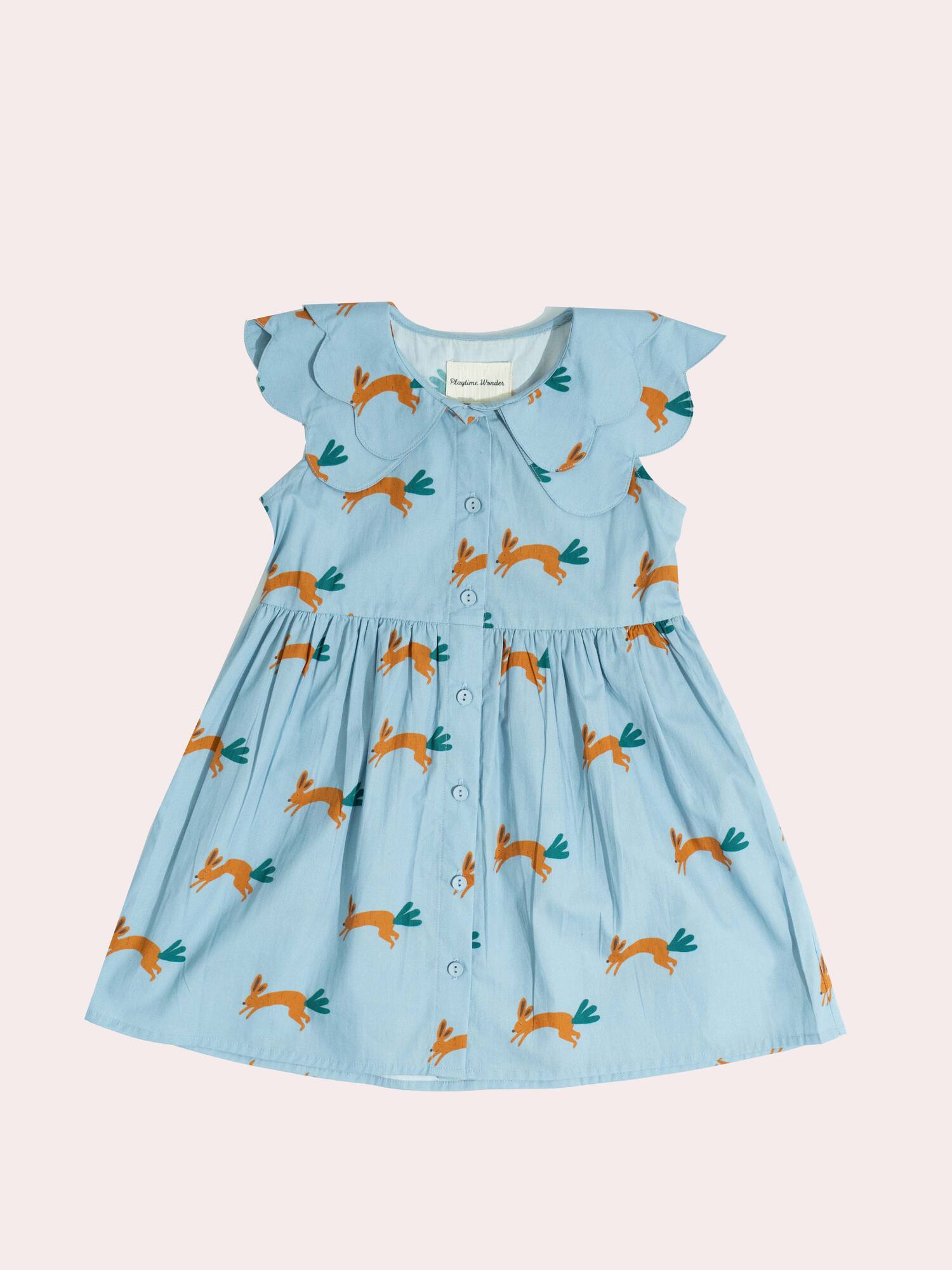 Playtime Wonder Double Collared Dress Sea Foam Blue Bun-chop